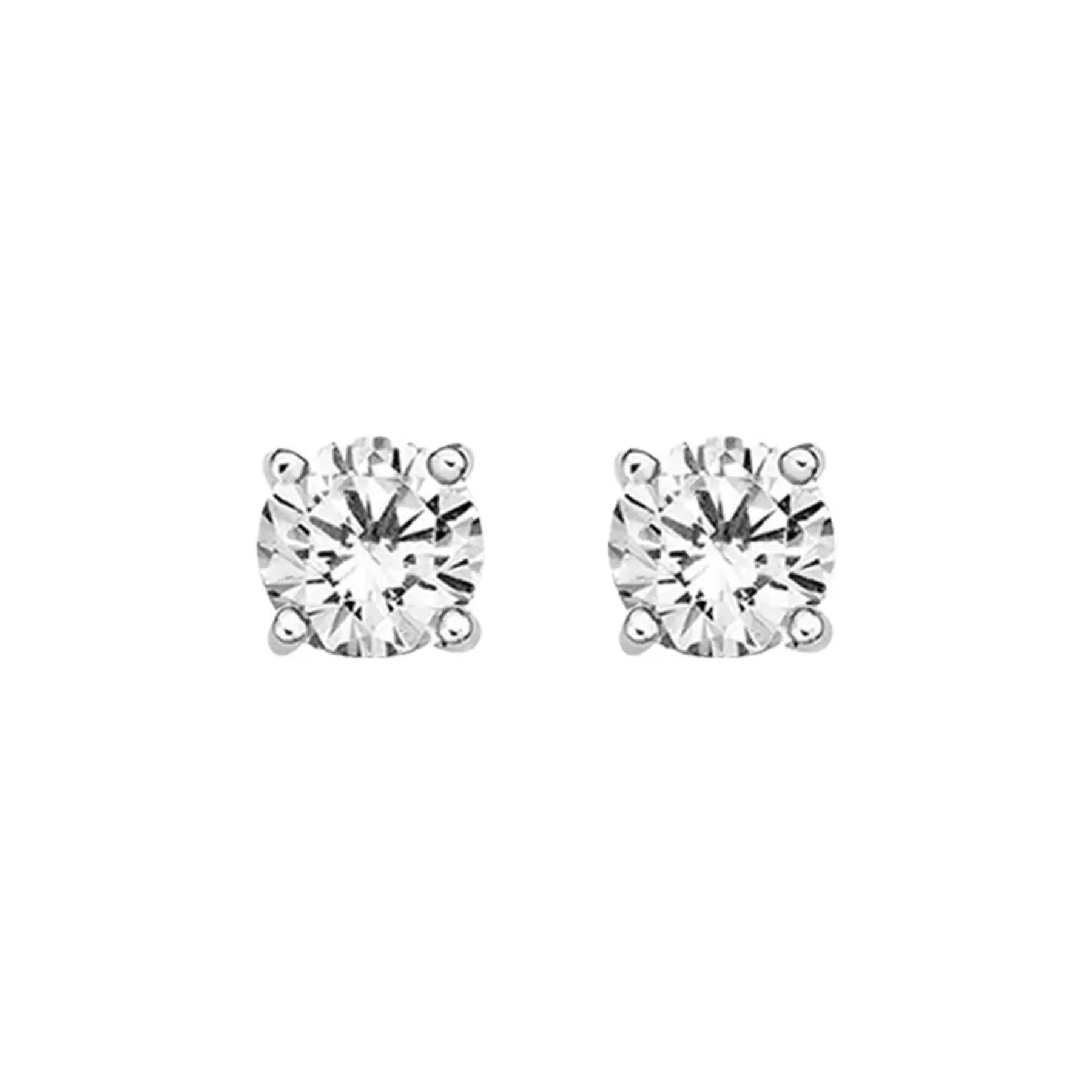 bridal earrings for women -7mm Round Cubic Zirconia Stud Earrings - Sterling Silver