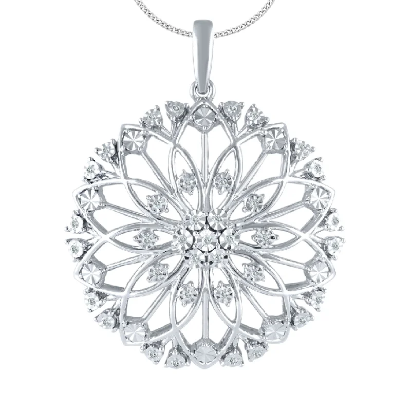 large statement necklaces for women -Sterling Silver 0.15ct Diamond Sunflower Necklace