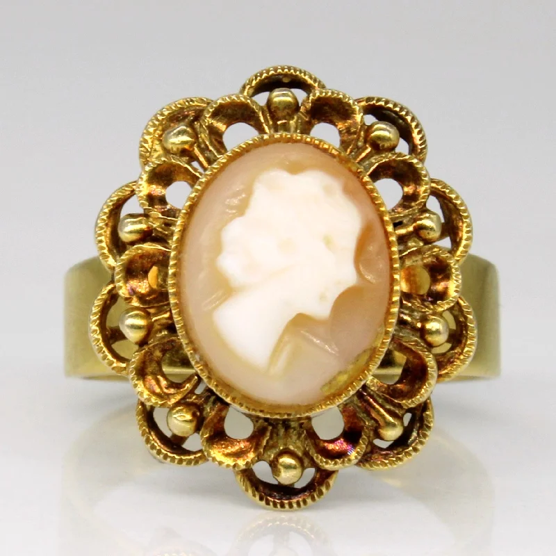 Seashell Cameo Cocktail Ring | 2.00ct | SZ 5.5 |