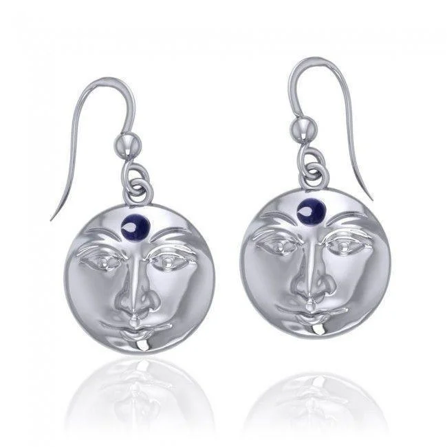 chic earrings for women -Blue Moon Sterling Silver Earrings with Stone TER1624