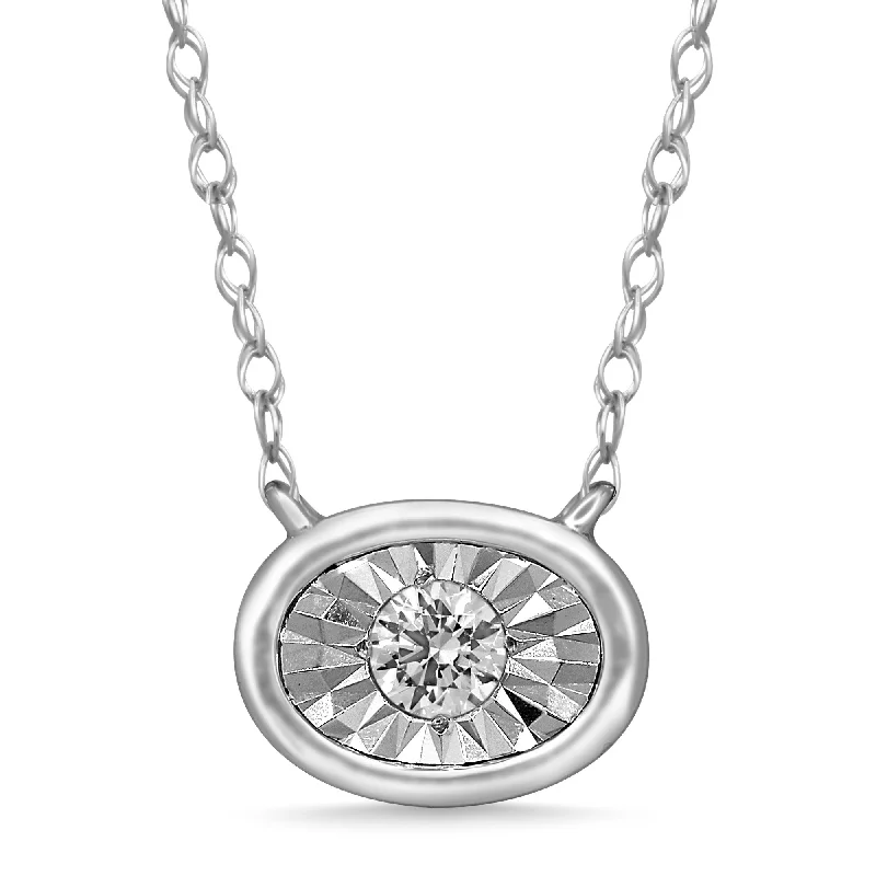 elegant heart-shaped necklaces for women -Diamond Set Miracle Halo Necklace in Sterling Silver