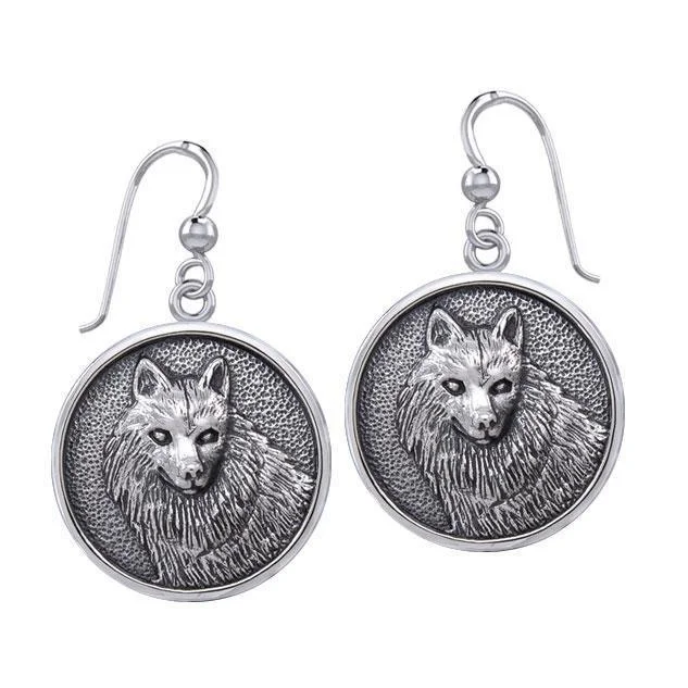 women’s chandelier earrings -Wonderful Wolf Sterling Silver Earrings TER1894