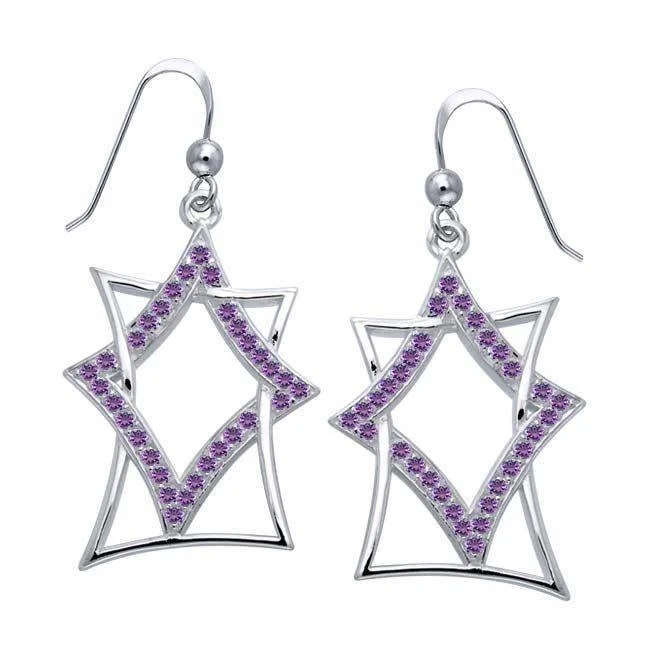 women’s earrings -Modern Geometric Art TER1193-White Cubic Zirconia