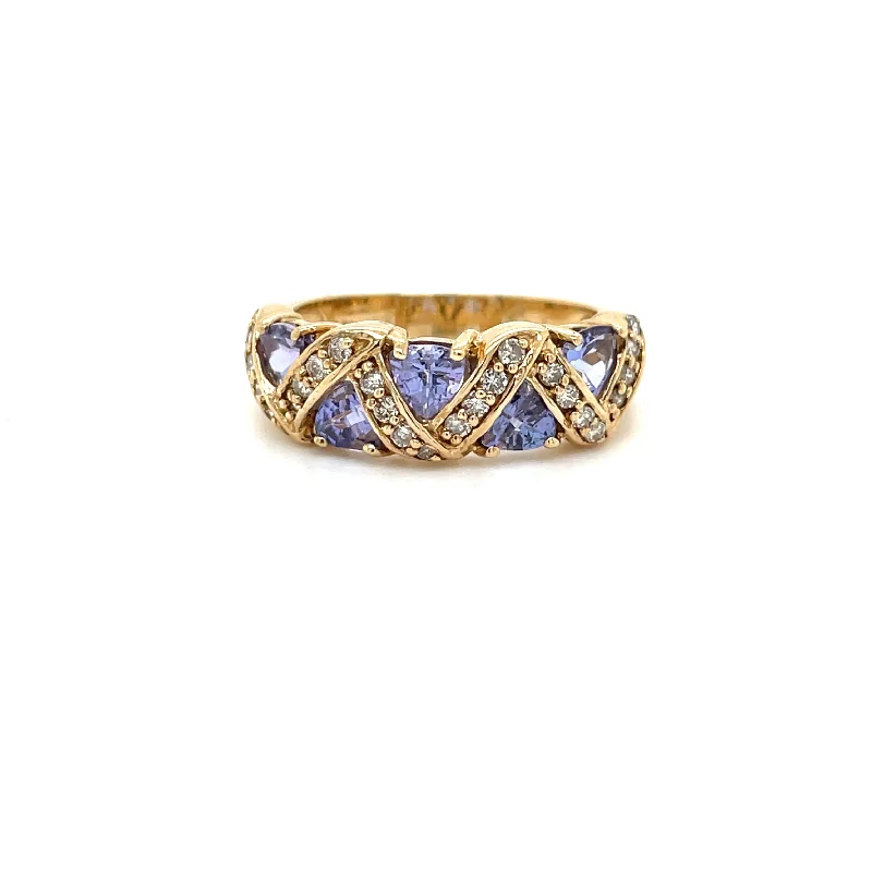 wedding ring sets for women -ESTATE 14KY Gold Tanzanite & Diamond Ring