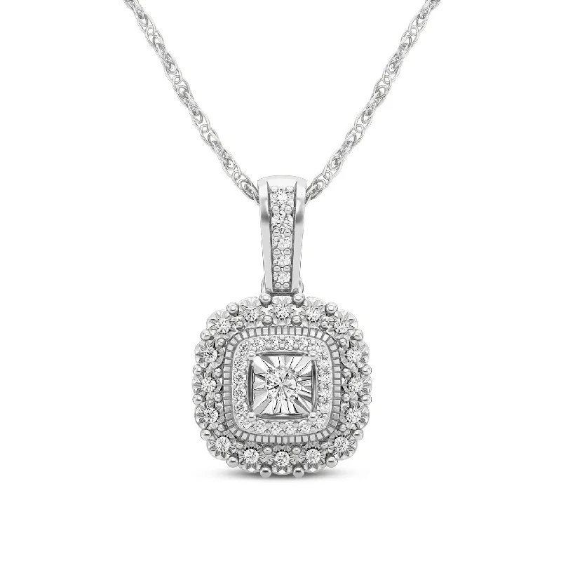 creative design necklaces for women -Miracle Halo Necklace with 0.16ct of Diamonds in Sterling Silver