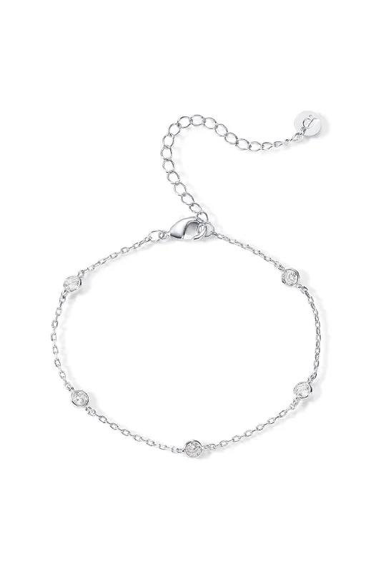 women’s bangles set -Silver Cubic Zirconia Chain Bracelets