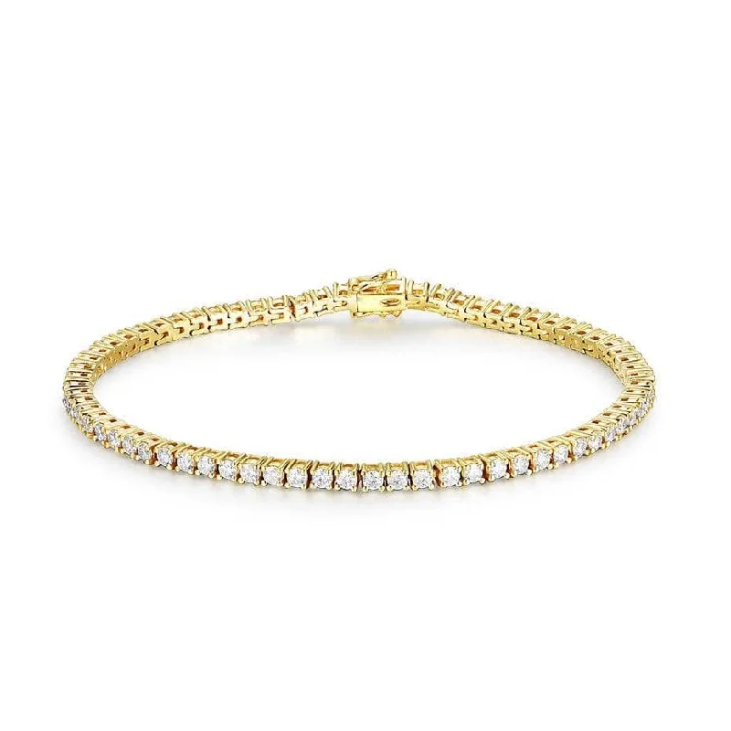 women’s bracelet with charms -Solid 18k Gold Diamond Tennis Bracelet