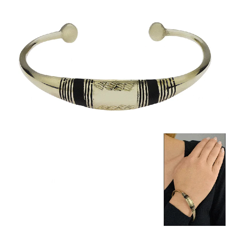 multi-colored bangles for women -Tuareg Ebony & Coin Silver Cuff Bracelet