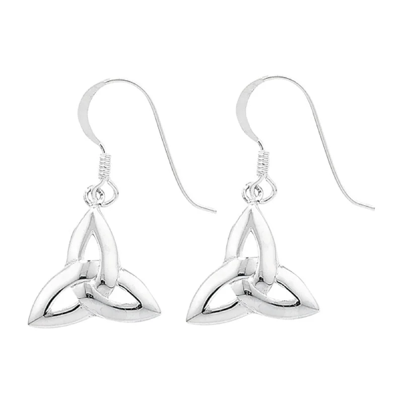 trendy gold earrings for women -Trinity Knot Drop Earrings - Sterling Silver