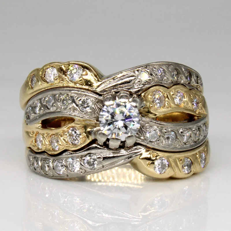 Diamond Wedding Ring Set | 0.91ctw | SZ 7.5 |