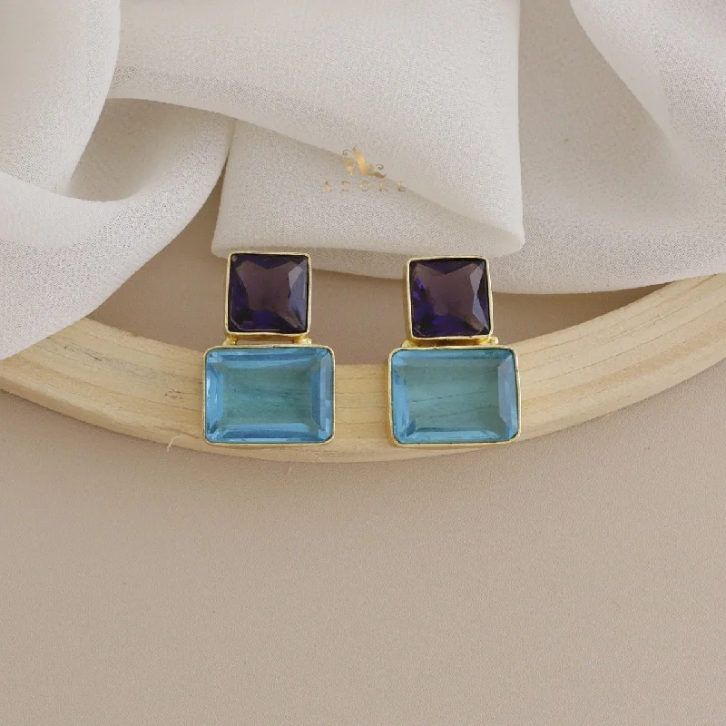 vintage earrings for women -Beneta Square And Rectangle Glossy Earring