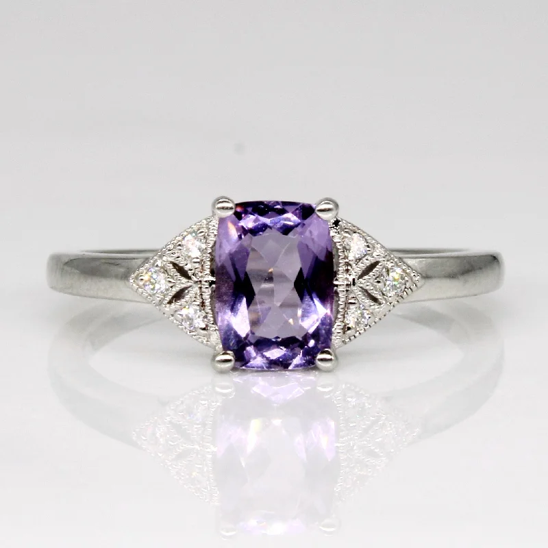 modern gold engagement rings -Amethyst & Diamond Ring | 1.14ct, 0.03ctw | SZ 6.75 |