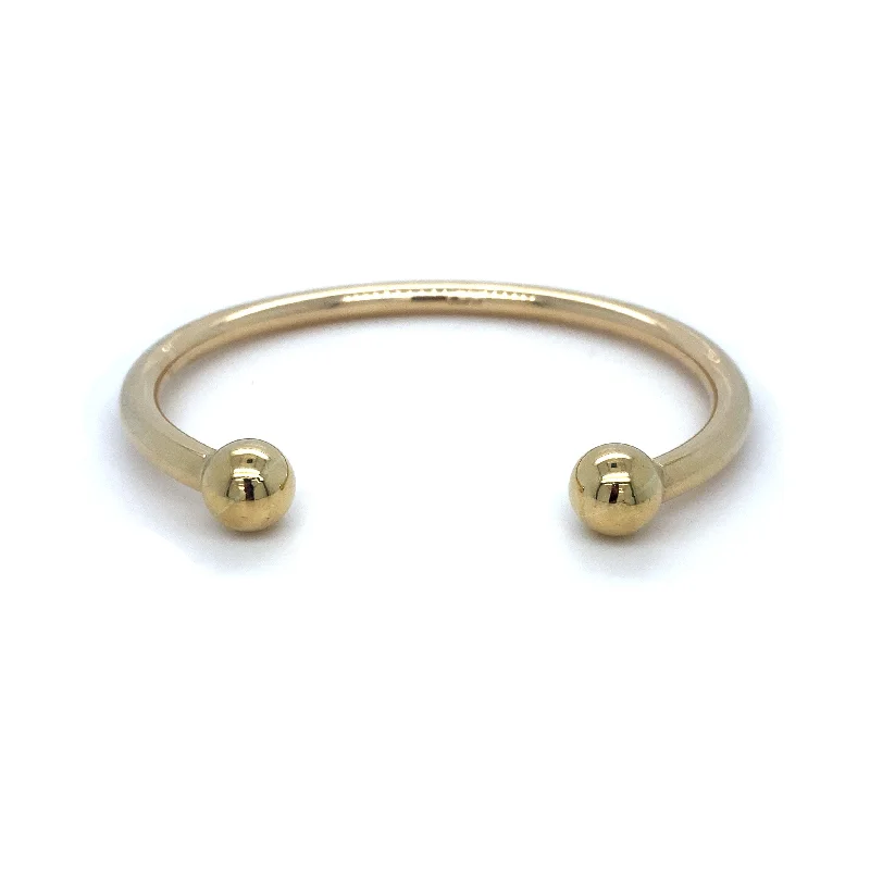 minimalist bangles for women -9K Yellow Gold Solid Torque Bangle