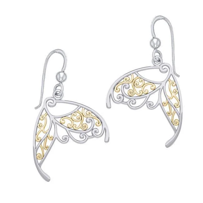 vintage-inspired earrings for women -Butterfly Wing Silver and 14K Gold Accent Earrings MER1783