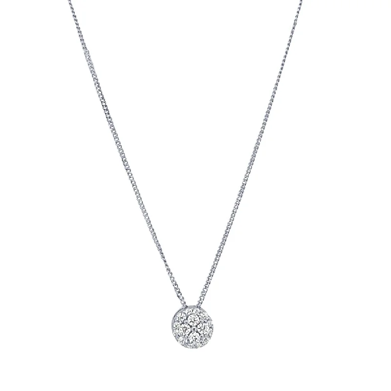 diamond necklaces for women -Pave Round Dome Necklace with Cubic Zirconia in Sterling Silver