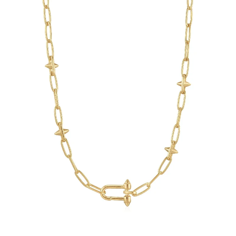 stylish modern necklaces for women -Ania Haie Gold Stud Link Charm Necklace