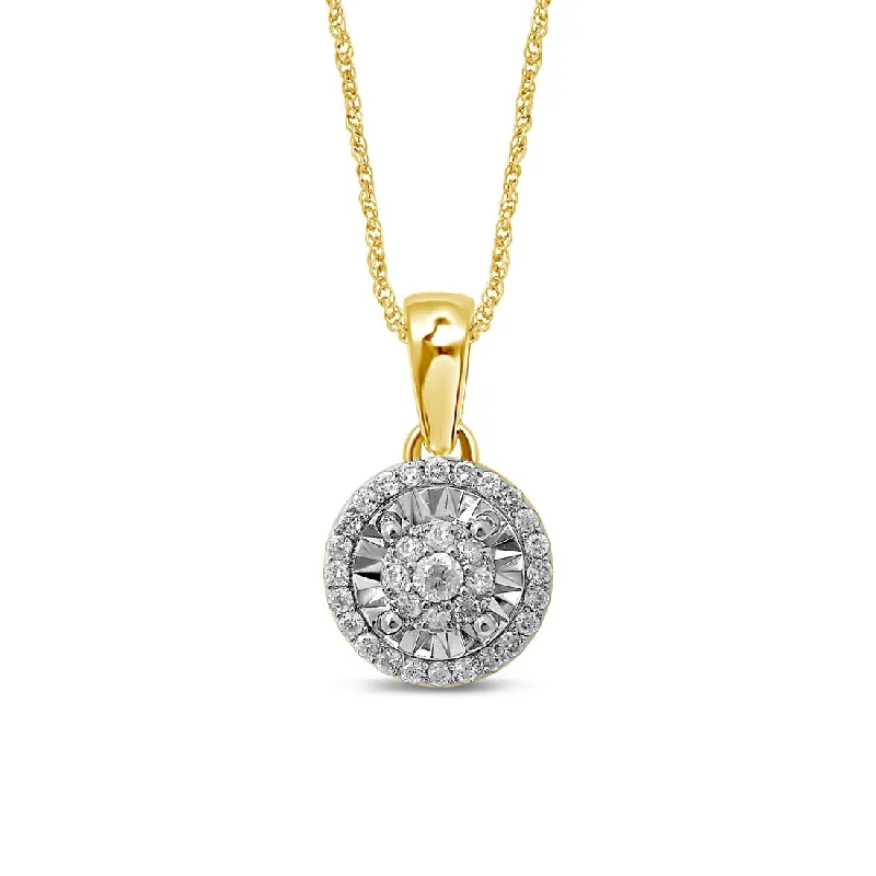 luxury diamond necklaces for women -Limited Edition 9ct Yellow Gold 0.25ct Diamond Halo Necklace