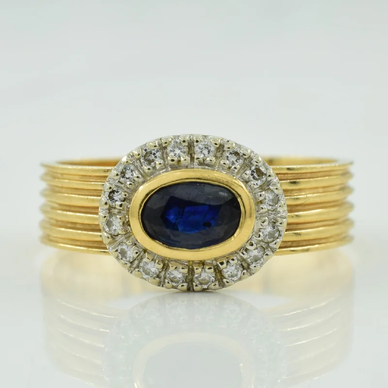 Sapphire & Diamond Halo Set Ring | 0.55ct, 0.15ctw | SZ 7.75 |