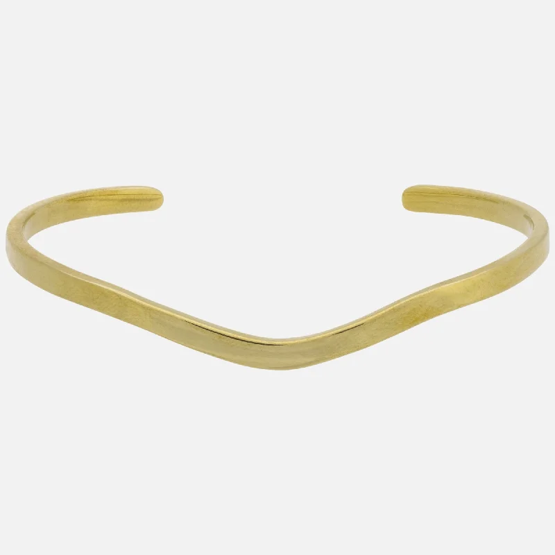 sterling silver bangles for women -Smooth Curved Brass Cuff Bracelet