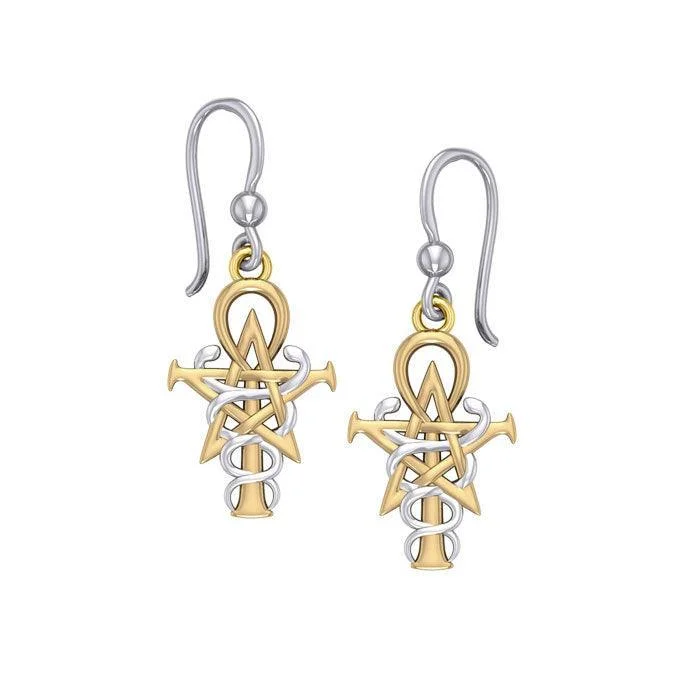 silver dangle earrings for women -Oberon Zell Penkhaduce Wizardry Silver and 14K Gold Accent Earrings MER465