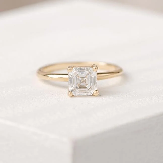 women’s stackable engagement rings -Lara 1.5 ct Asscher Lab Grown Diamond Ring