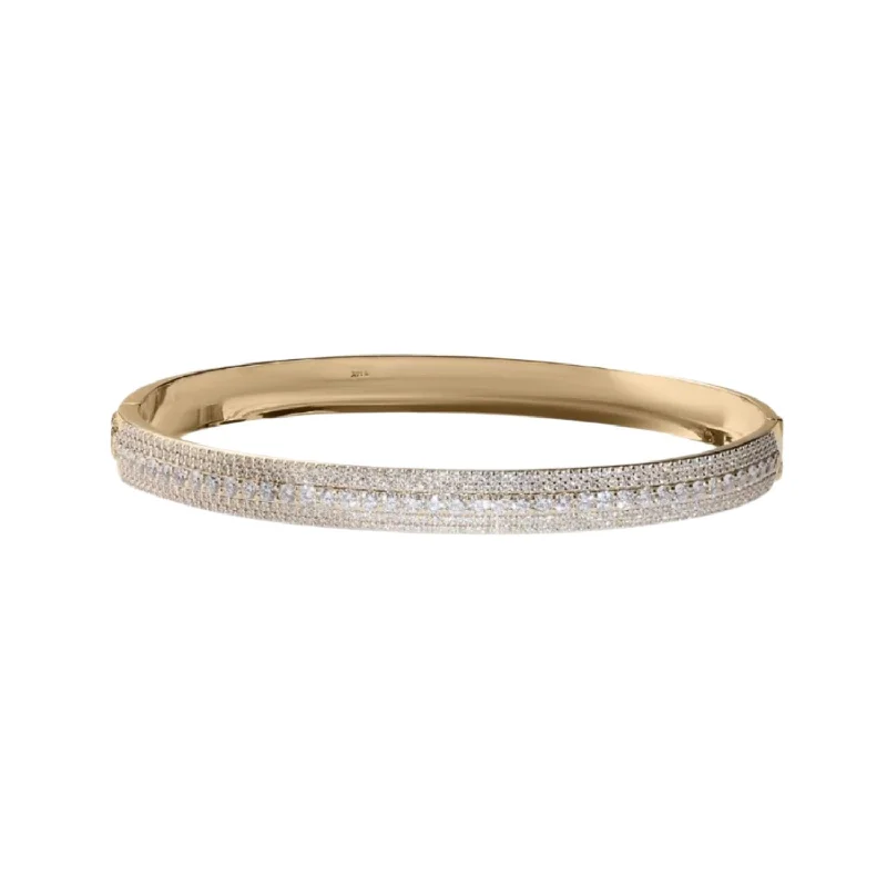 chunky bangles for women -14K Gold Flawless Diamond Hinge Bracelet