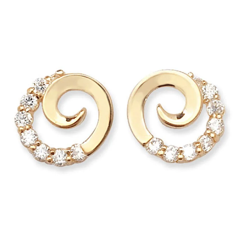 custom earrings for women -Twirl CZ Earring - 9ct Gold