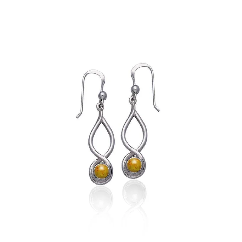 minimalistic earrings for women -Infinity Sterling Silver Earrings With Cabochon TE1026