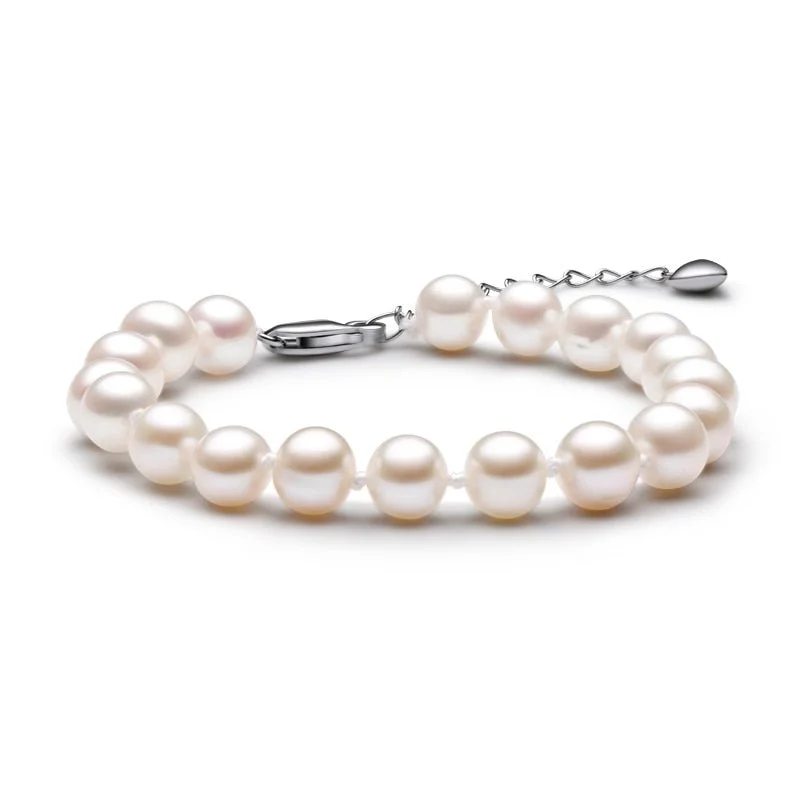 dainty bracelets for women -Round Freshwater Pearl Bracelet