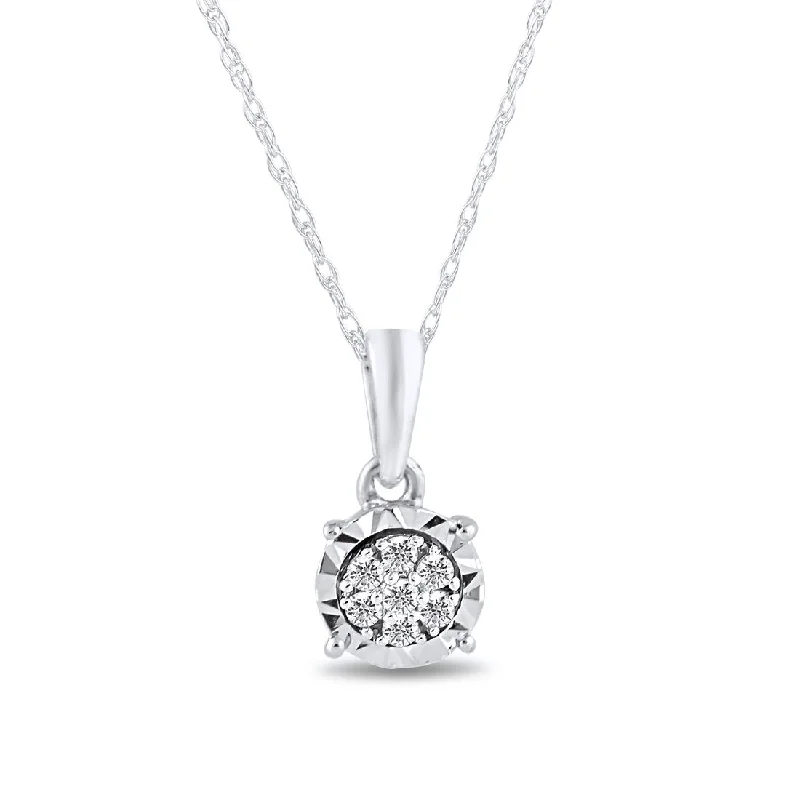 designer name necklaces for women -Miracle Halo Diamond Composite Necklace in 9ct White Gold