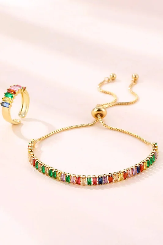 women’s gemstone bangles -Colorful Rhinestone Bracelet Earring Party Set