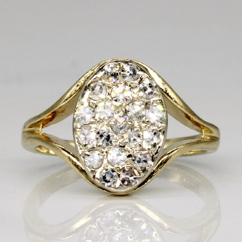 halo engagement rings for women -Vintage Pave Set Single Cut Diamond Ring | 0.28ctw | SZ 4.25 |