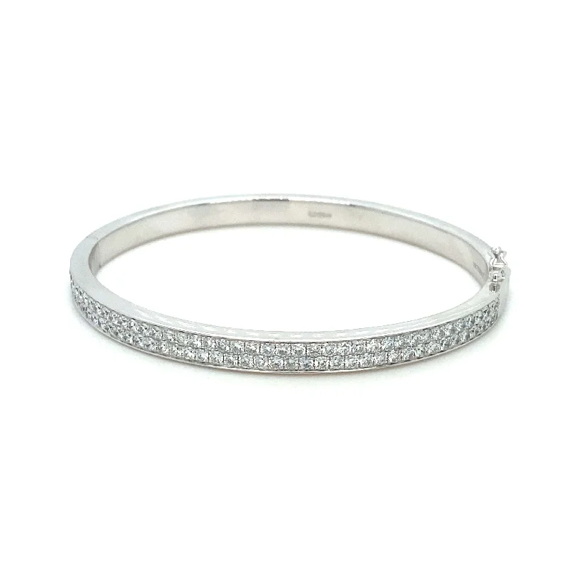 women’s bangles set -18K White Gold Diamond Row Bangle