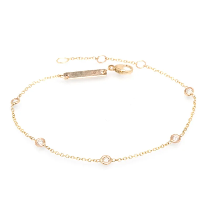 luxury silver bangles for women -14K Gold Diamond by the Yard Station Bracelet