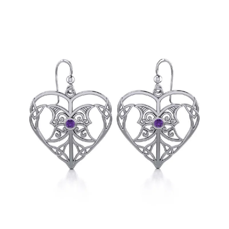 cute earrings for women -Celtic Triple Goddess Love Peace Sterling Silver Earrings with Gemstone TER1702