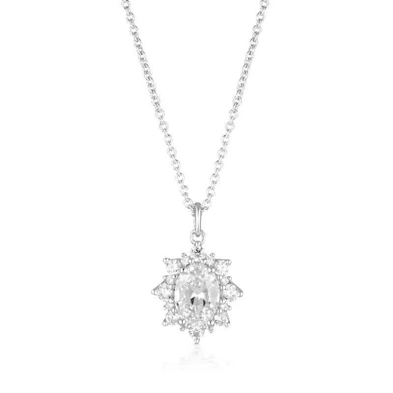 diamond heart necklaces for women -GEORGINI ICONIC BRIDAL ELOISE PENDANT SILVER