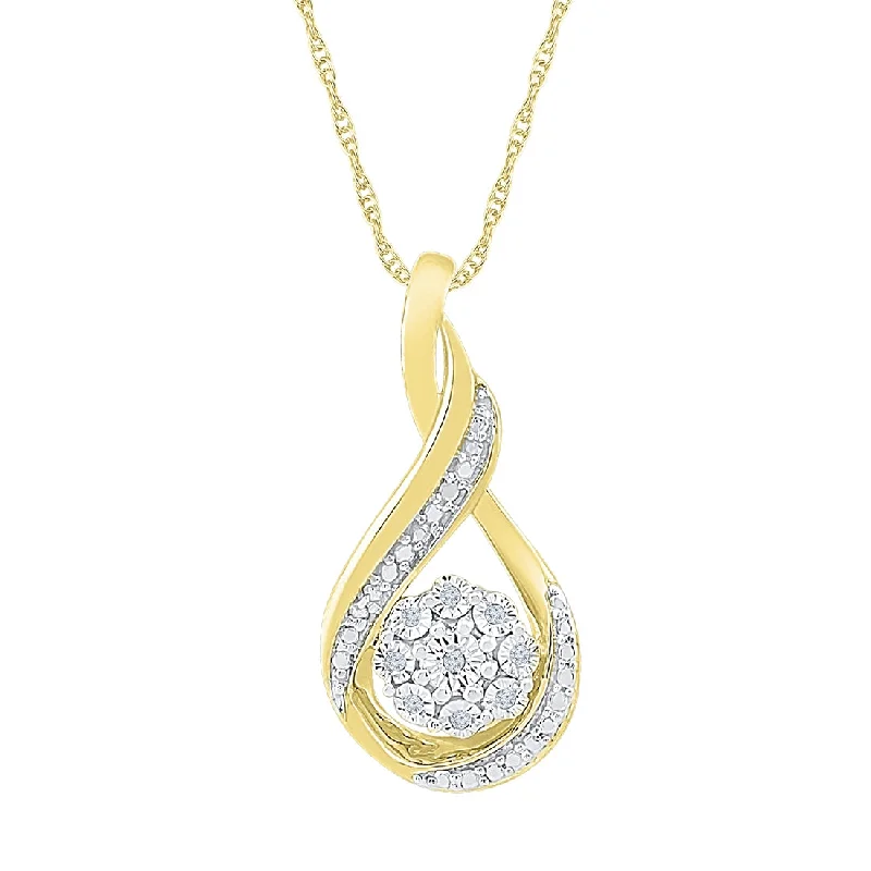 creative design necklaces for women -9ct Yellow Gold Diamond Set Swirl Necklace