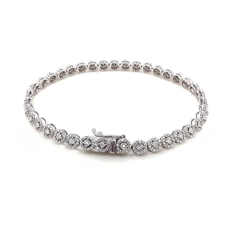 women’s braided bracelets -9K White Gold Lab Diamond Halo Bracelet