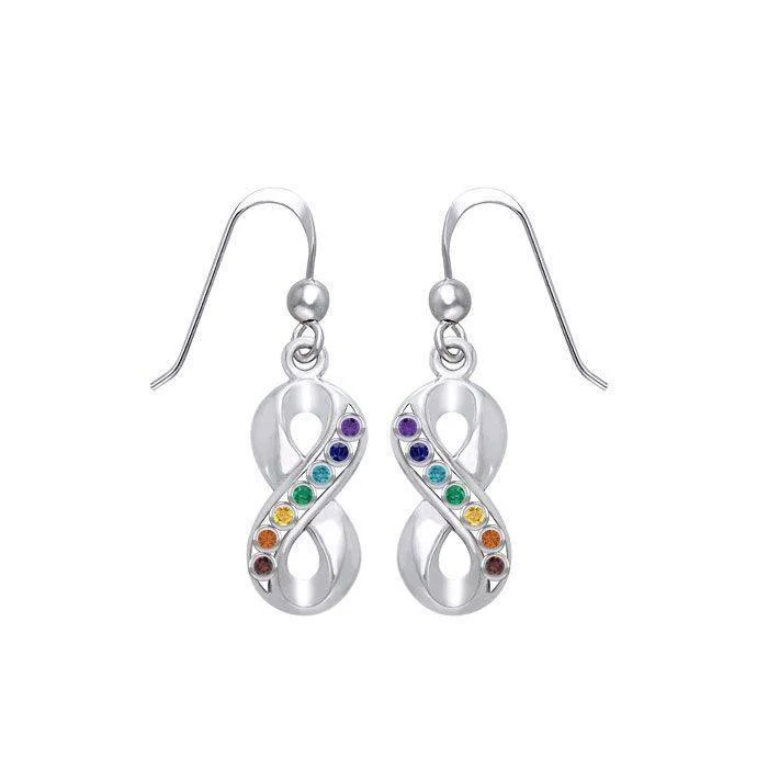 silver earrings for women -Infinity Silver Earrings with Chakra Gemstone TER1790-Mix  Gemstone