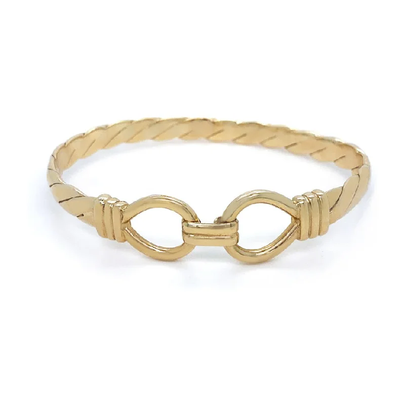 women’s engraved bangles -9K Yellow Gold Twist Bangle