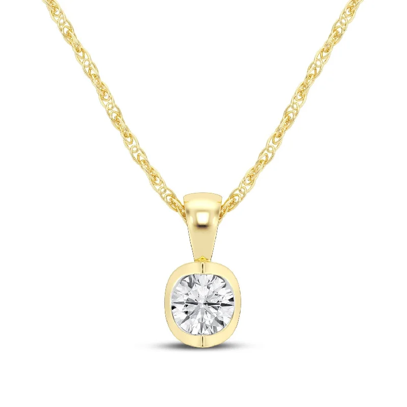 vintage gold necklaces for women -Meera Fancy Bezel Necklace with 0.40ct Solitaire Laboratory Grown Diamond in 9ct Yellow Gold