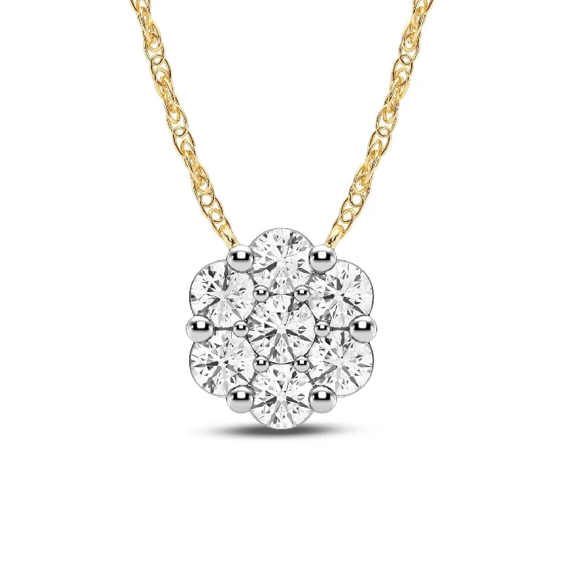 layered necklaces for women -Meera Flower Necklace with 1/2ct of Laboratory Grown Diamonds in 9ct Yellow Gold