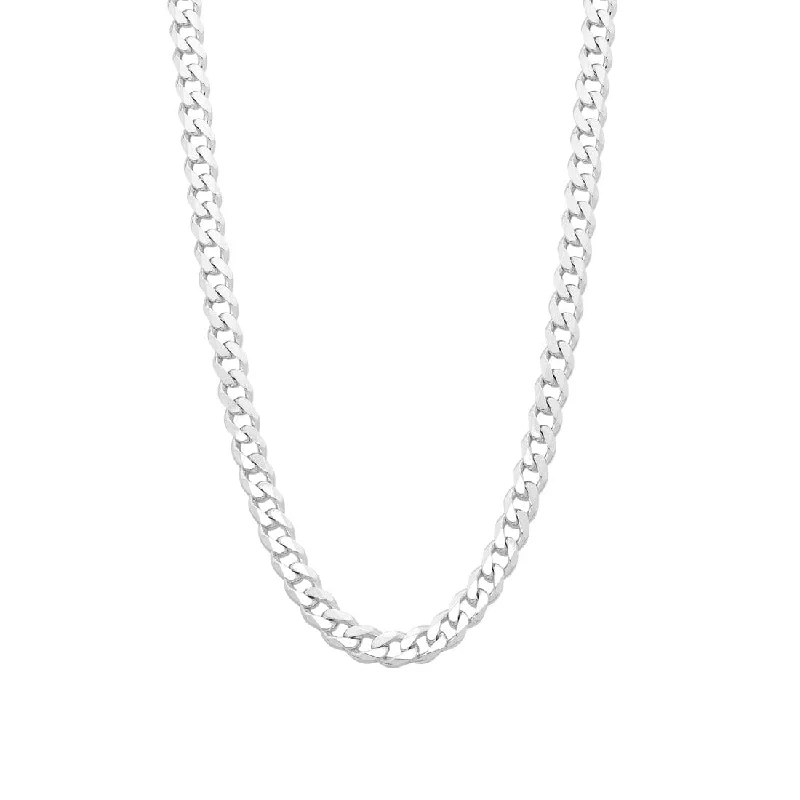 delicate crystal necklaces for women -Sterling Silver 55cm Flat Curb Necklace