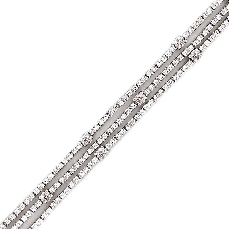 vintage-inspired bangles for women -9K White Gold Lab Grown Diamond Triple Row Bracelet