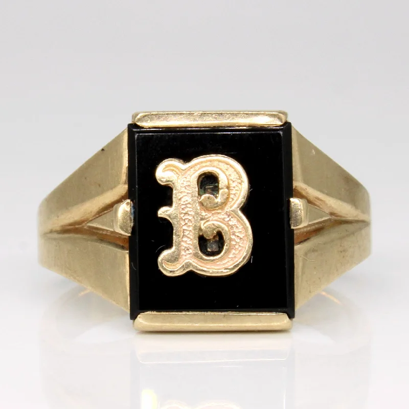 Onyx 'B' Initial 10k Ring | 2.75ct | SZ 9.25 |