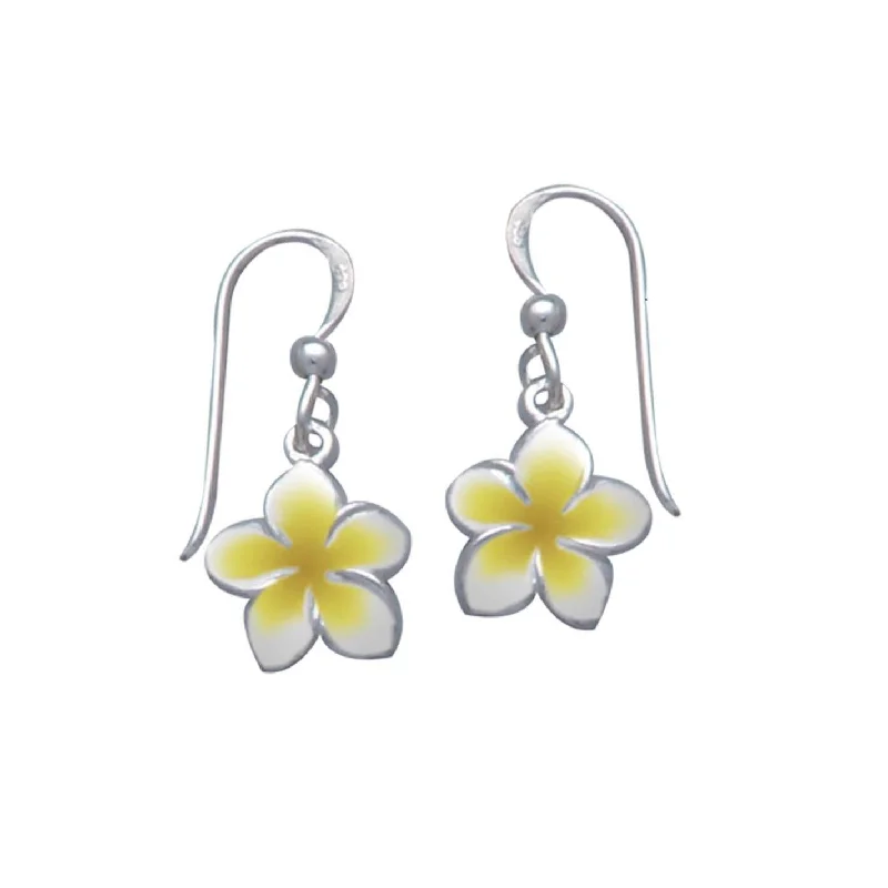 intricate design earrings for women -Plumeria - Hawaii National Flower Silver Earrings TE2564-E