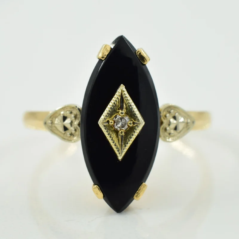 Black Onyx & Diamond Ring | 2.00ct, 0.01ct | SZ 5.75 |