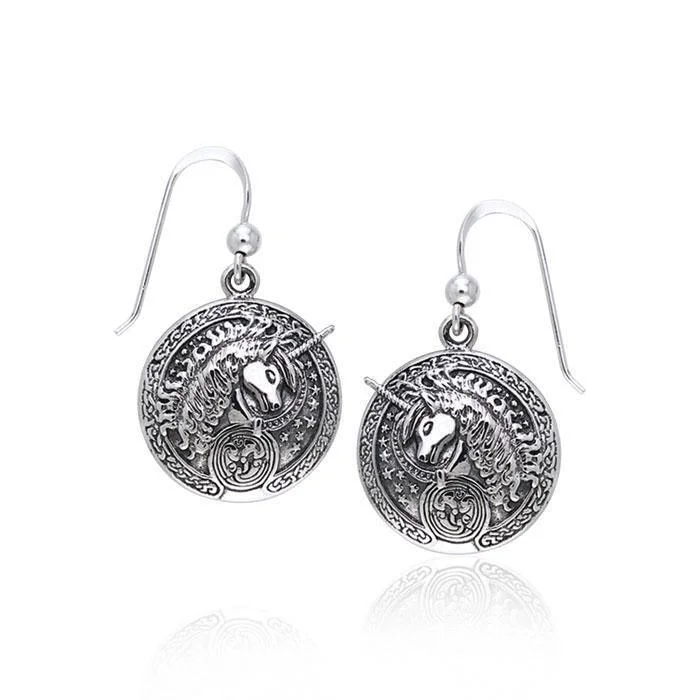 chunky earrings for women -Unicorn Silver Earrings TER214