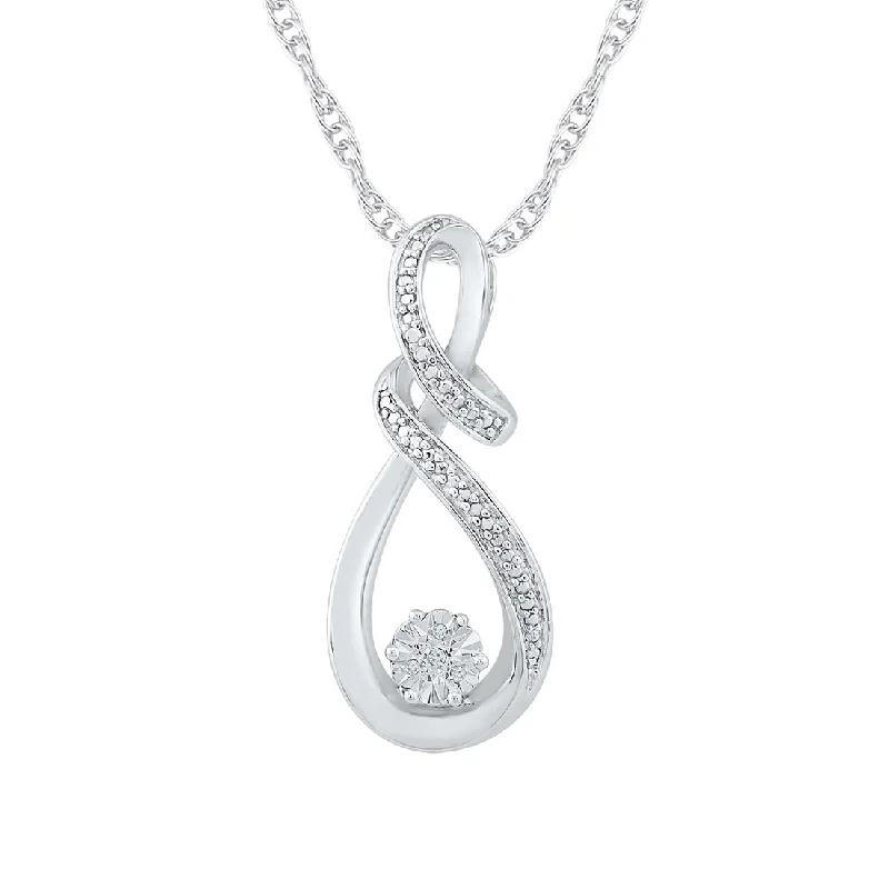 luxury fashion necklaces for women -Sterling Silver Diamond Set Swirl Necklace