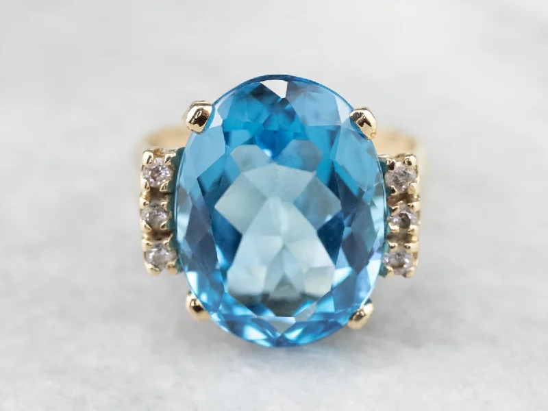 elegant diamond engagement rings -Swiss Blue Topaz and Diamond Ring